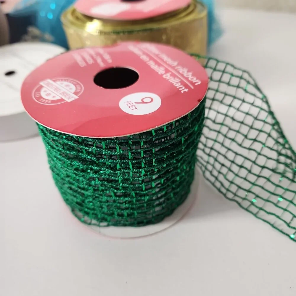 Set crafting supplies metallic deco mesh ribbons for wreath holiday decor lot